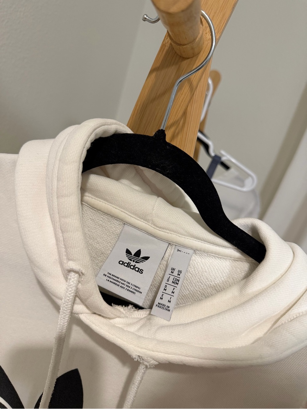 adidas White Hoodie with Black Trefoil Logo - Picture 3 of 4